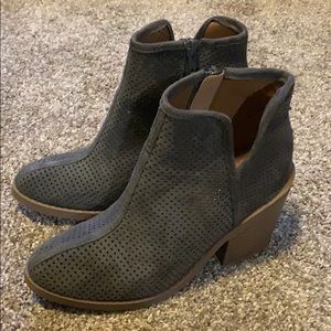 Women’s gray zip up booties